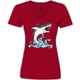 thumbnail image 3 of Inktastic Great White Shark Jumping Women's V-Neck T-Shirt, 3 of 5