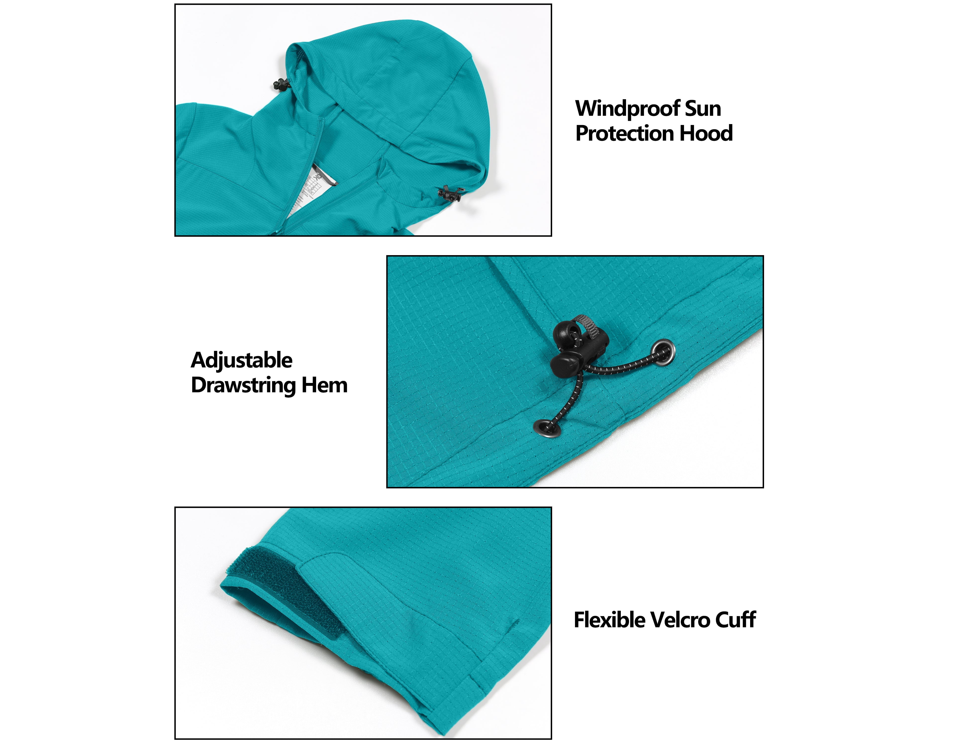 Little Donkey Andy Women's UV Protection Hiking Jackets Breathable Hooded Shirts for Fishing Camp with Air-Holes Blue Size XS