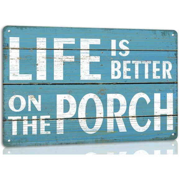 Vintage Metal Porch Decor Sign With Funny Saying Retro Wall Plaque 8x12 Inch