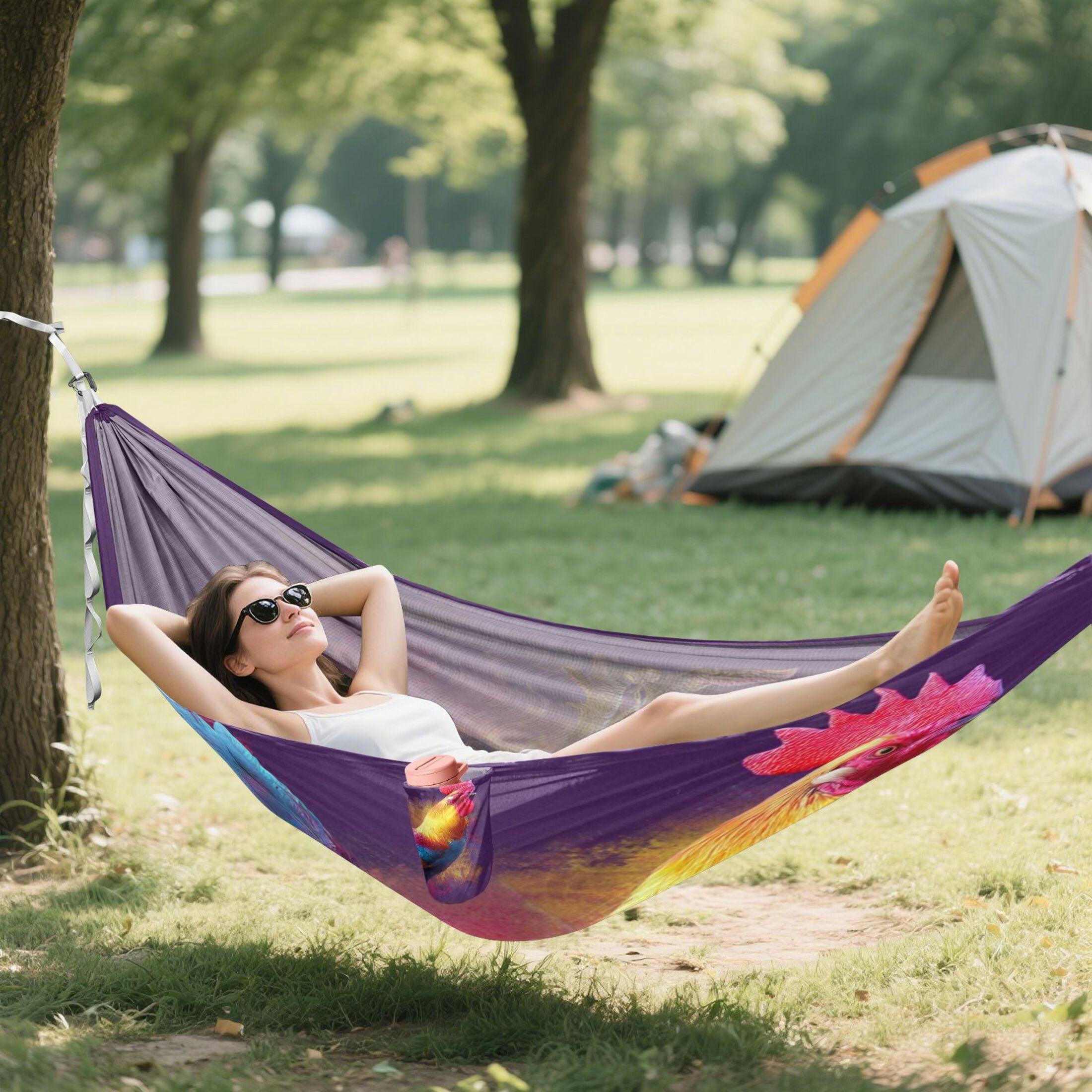 Hanging Hammock Portable Travel Camping For Outdooor Beach Camping Hiking A Colorful Rooster