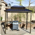 thumbnail image 3 of PURPLE LEAF 6' X 9' Hardtop Grill Gazebo for Patio Double Galvanized Steel Roof with 2 Side Shelves Outside Sun Shade Outdoor BBQ Canopy, 3 of 9