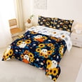 thumbnail image 2 of Homewish Playful Halloween Ghost Queen Comforter Set,Sunflower Pumpkin Floral Print Comforter Sets Queen,Dark Navy Orange,Halloween Reversible,3pcs,1 Comforter and 2 Pillowcases, 2 of 7