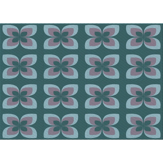 Ahgly Company Indoor Rectangle Patterned Blue Koi Blue Area Rugs, 2' x 5'