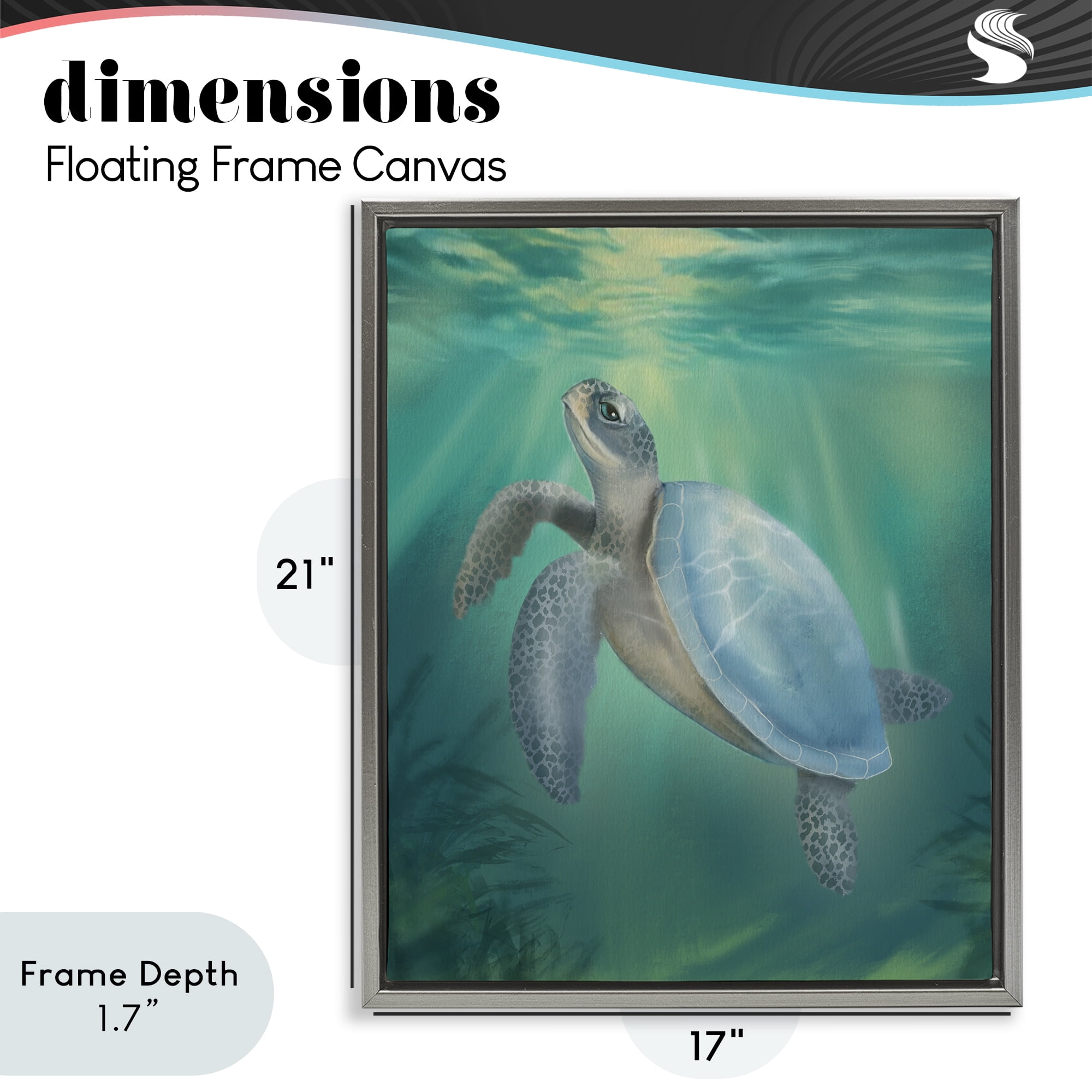 Stupell Industries Coastal Beach Sea Turtle Gray Framed Floater Canvas Wall Art, design by Matthew Piotrowicz
