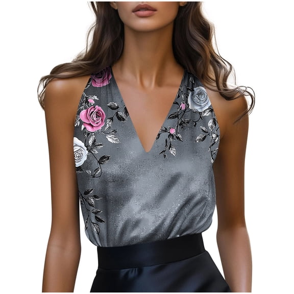 Cilsoka Womens Silk Satin Tank Tops V Neck Casual Cami Sleeveless Camisole Blouses Summer Basic Tank Shirt ,Fashion Tops for Women