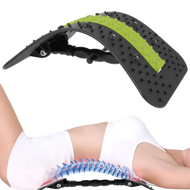 Back Stretcher Multi-Level Lumbar Support Adjustable Back Massager with Acupressure Points Spine Deck Back Pain Relief Device for Relieving Herniated Disc Sciatica Scoliosis