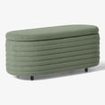 thumbnail image 3 of WestinTrends 42" Wide Mid-Century Modern Upholstered Teddy Sherpa Tufted Oval Storage Ottoman Bench, Ice Green, 3 of 7