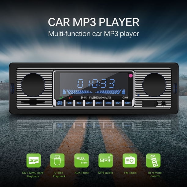 Bluetooth Car Stereo Audio 1Din Player In-Dash Fm Mp3 Radio Player Con Aux-In Sd Usb Dc 12V Kearding VI005582-00