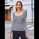 thumbnail image 5 of Camisas de Larga con Cuello Redondo para Mujer, Blusas Informales de Punto Acanalado de Corte Ajustado, Camisetas Básicas de Trabajo para Verano y Otoño. Azul Marino M, 5 of 8