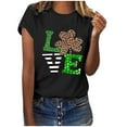 thumbnail image 1 of CEHVOM T-Shirts de la Saint-Patrick pour Femmes Chanceuses, T-Shirt Chanceux de la Saint-Patrick pour Femmes, T-Shirt Décontracté Ample à Imprimé Léopard à Manches Courtes et Col Rond pour Femmes, 1 of 4