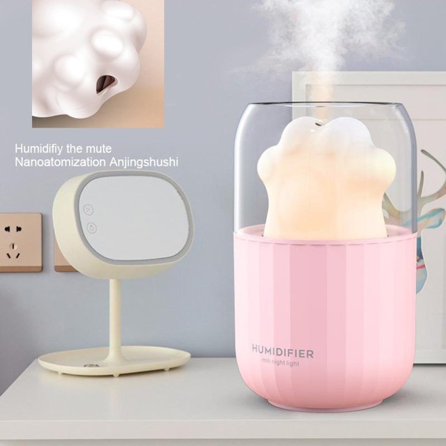 Humidificadores e de USB para dormitorio, humidificador de nano niebla de 300 ml para habitaciones grandes para bebés, humidificador Rosado BLESIY Humidificador portátil
