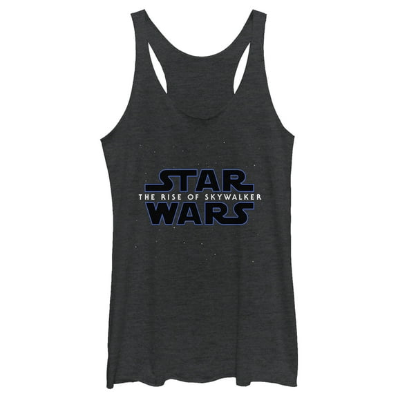 Women's Star Wars: The Rise of Skywalker Starry Logo Racerback Tank Top Black Heather Medium