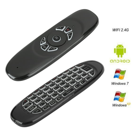 , 2.4G Universal TV Voice Remote Control, Mini Rechargeable QWERTY Keyboard, For ///IOS, Six Axis Gyroscope Motion Sensing