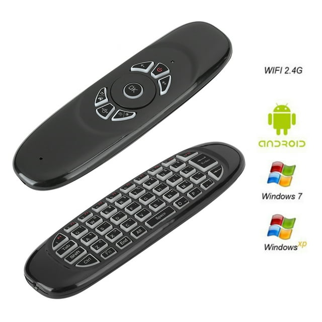 , 2.4G Universal TV Voice Remote Control, Mini Rechargeable QWERTY Keyboard, For ///IOS, Six Axis Gyroscope Motion Sensing