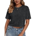 thumbnail image 2 of Sundazz Cropped T shirts for Women Oversized Vintage Cotton Tee Short Sleeve Summer Tops Casual Shirts, 2 of 8