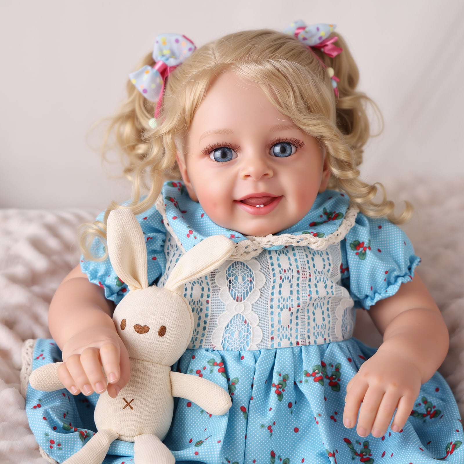 BABESIDE Reborn Baby Dolls 18 inch Newborn Baby Dolls Blond Girl with Soft Cloth Body for Kids 3+