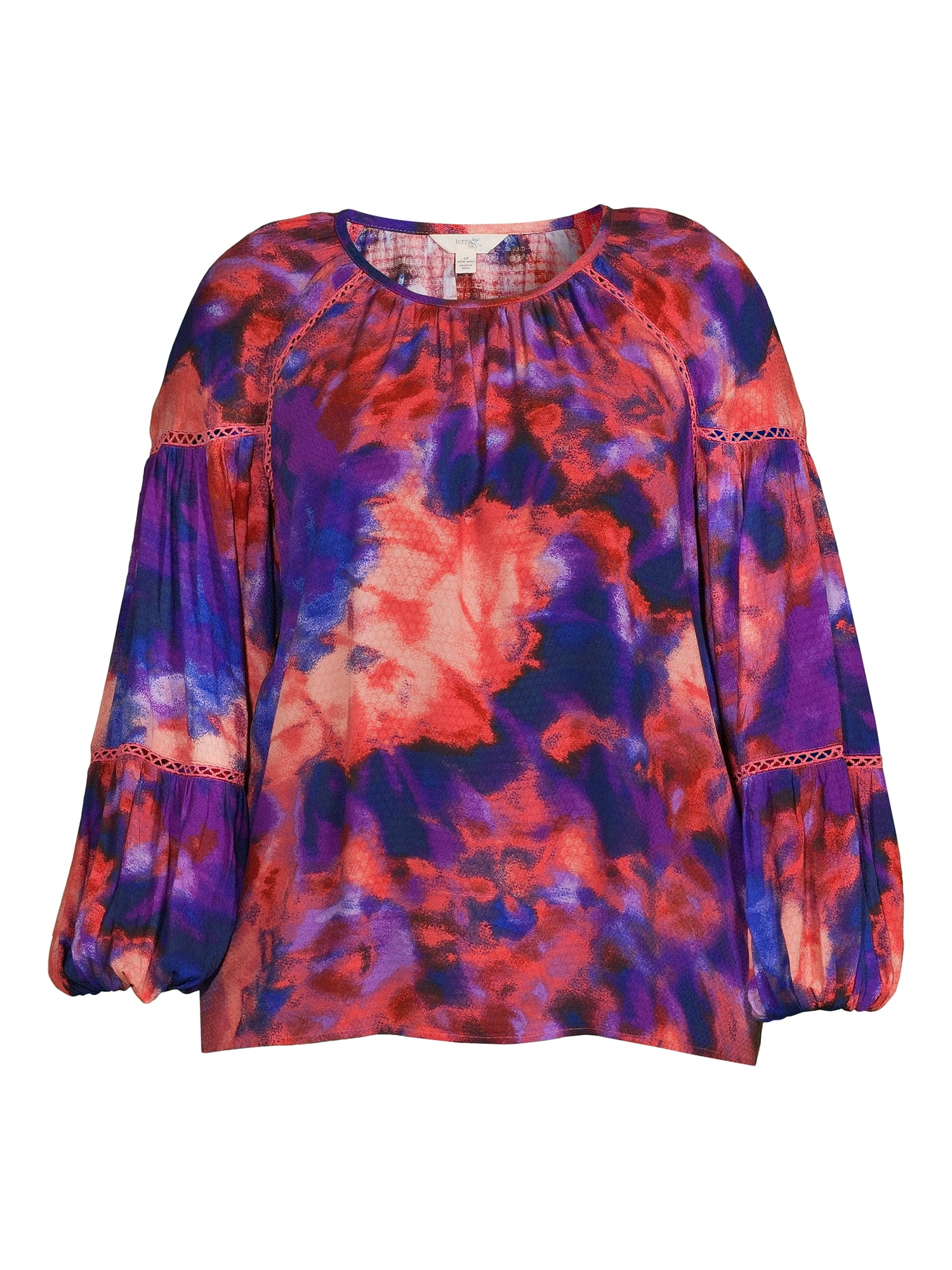 Terra & Sky Women's Plus Size Balloon Sleeve Top