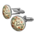 thumbnail image 1 of Give Thanks Thankfulness Thank You Round Cufflink Set Silver Color, 1 of 6