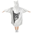 thumbnail image 2 of FORMRS Wearable Blanket Hoodie with Sleeves for Kids Cozy Flannel Sweatshirt, Black Cute Cat, 2 of 7