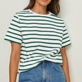 thumbnail image 1 of Blouses pour Femmes, Blouses Décontractées à la Mode pour Femmes, T-Shirt Rayé, Col Rond, Manches Courtes, 1 of 7