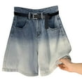 thumbnail image 2 of nerohusy Womens Ripped Jean Shorts Casual Summer Denim Shorts Mid Waisted Stretchy Ripped Jean Shorts with Pockets 2025 Blue,XXL, 2 of 4