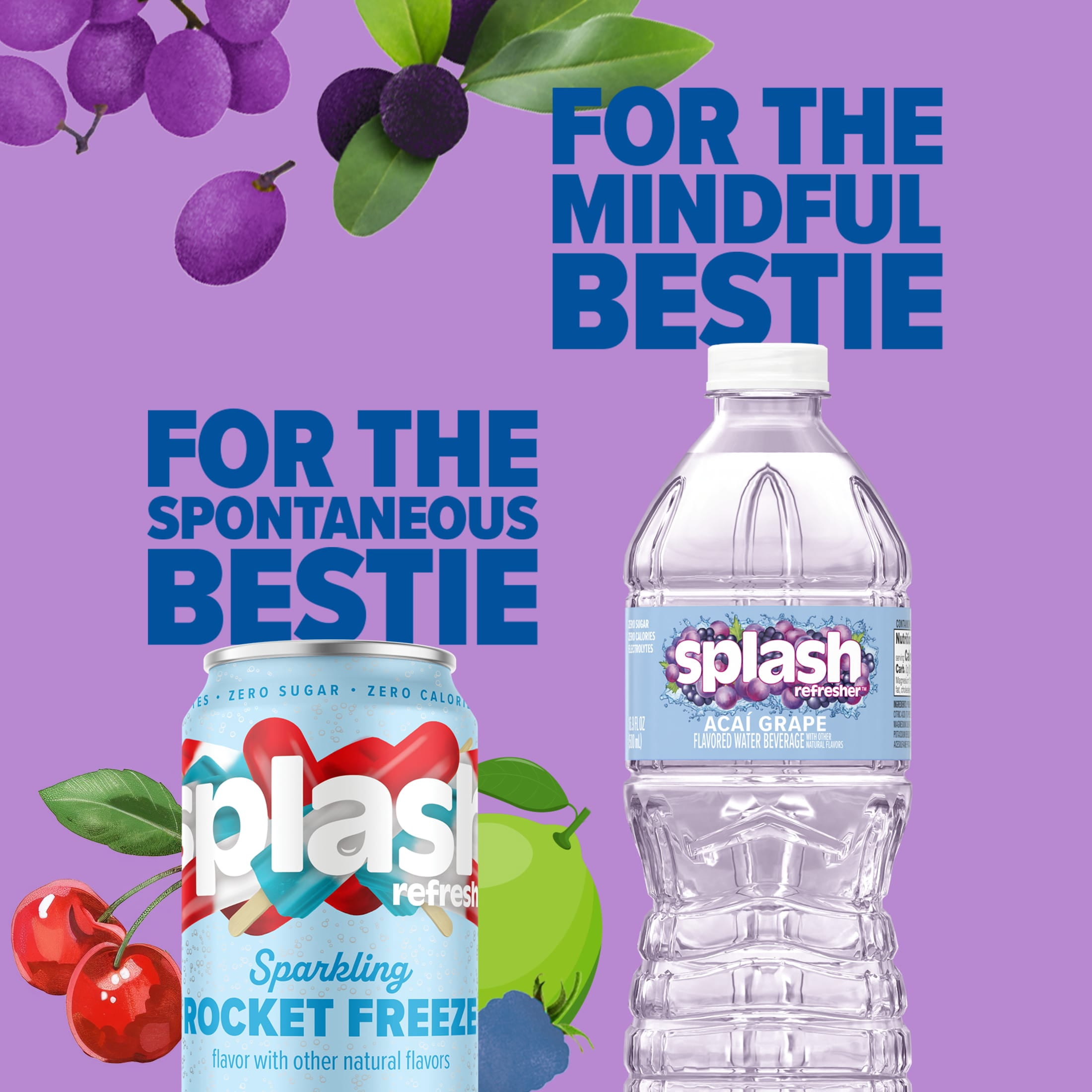 (2 pack) Splash Blast Acai Grape Flavored Water, 16.9 fl oz, 6-pack Plastic Bottles