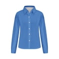 thumbnail image 4 of TKLPEHG Dressy Tops for Women Lapel Button Shirt Fashion Solid Color Casual Lightweight Comfy Long Sleeve T Shirt Loose Fall Tops Blouses Pullover (Blue,S), 4 of 5