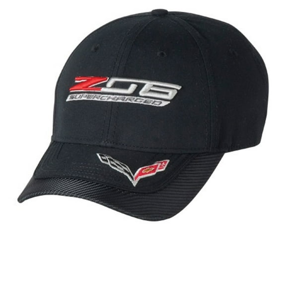 C7 Corvette Z06 Supercharged Black Hat with Carbon Accent Bill - Adult Hat