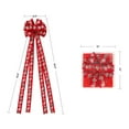 thumbnail image 4 of LaRibbons 13" Decorative Christmas Tree Topper Bow (2.5" Wired Ribbon) | "Puff Print Candy" Red Flocked, 4 of 6