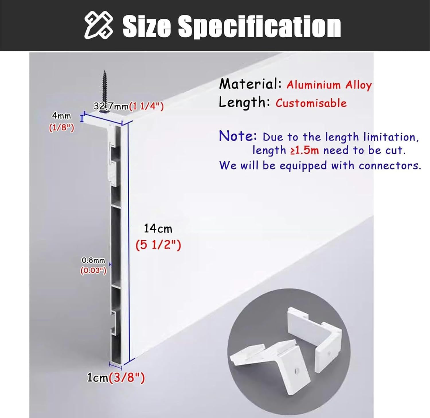 White Blackout Curtain Valance Panel for Bathroom Windows, Ceiling Cornice Boards with Aluminum Alloy