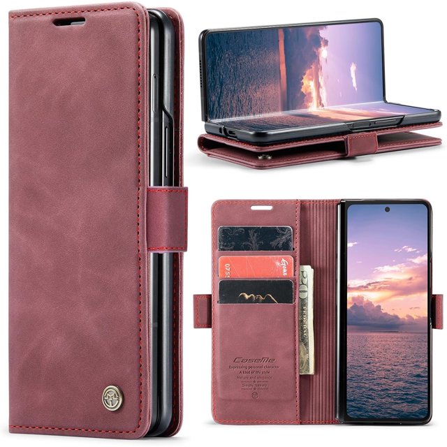 Funda para Samsung Galaxy Z Fold 6, diseño clásico, billetera de cuero, cierre magnético, funda con tapa, soporte para tarjetas, funda protectora a prueba de golpes para Samsung Galaxy Z Fold 6 5G