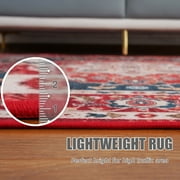 TWINNIS Boho Area Rug Vintage Rug Anti-Slip Persian Carpet for Living Room Bedroom,Red ,4x6