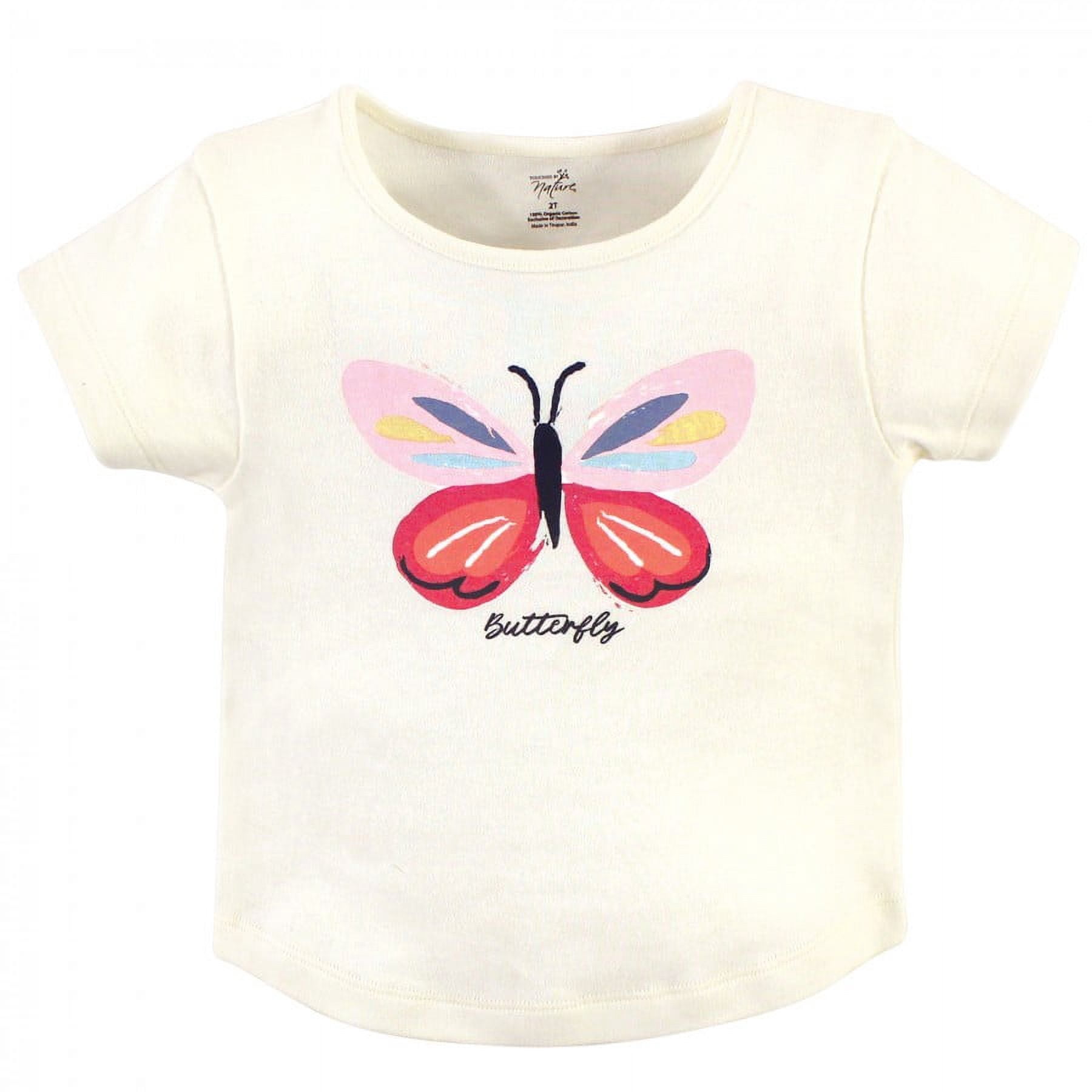 Touched by Nature Baby and Toddler Girl Organic Cotton Hoodie, Bodysuit or Tee Top, and Pant, Bright Butterflies Toddler, 2 Toddler