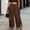 (Fashion 206)Coffee, variant on Women's Elastic Waist Ruched Wide Leg Pants Drawstring Casual Trousers with Side Tie Details Fashion Loose Bottoms