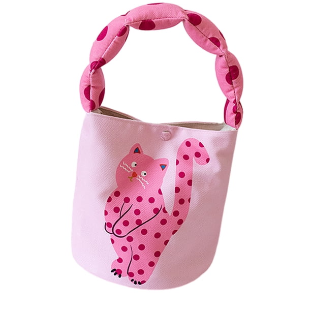 Bolso de lona Estética - Bolso de compras escolar para mujer con bandolera Bolso de lona con forma de cubo y gato