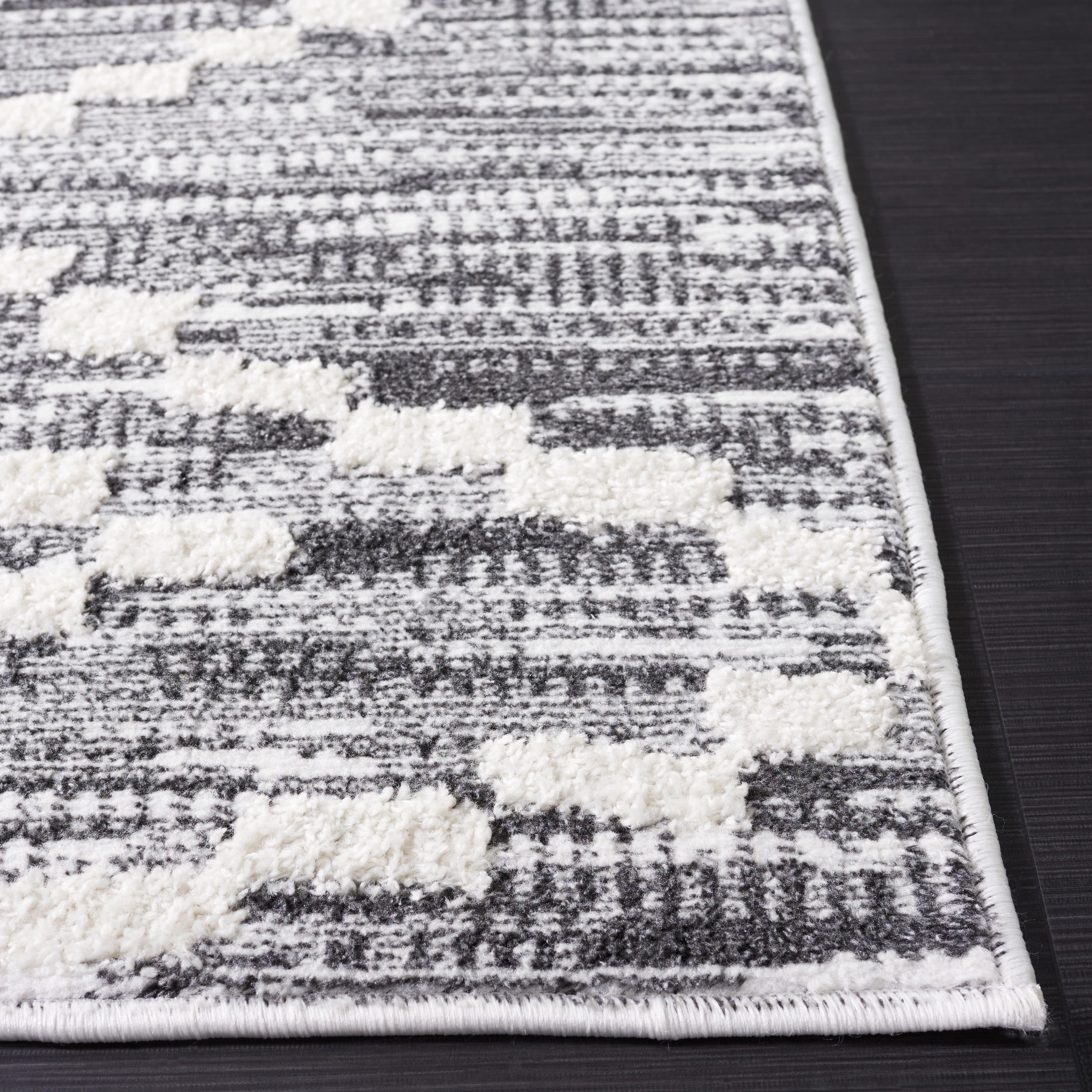 SAFAVIEH Alamo Burton Geometric Area Rug, Charcoal/Ivory, 8' x 10'