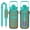 Greenish-blue, variant on Autumn Horror 64oz Water Bottle with Adjustable Sleeve - Vintage Skull & Pumpkin Pattern Large Capacity Bottle for Travel