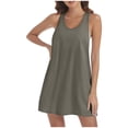 thumbnail image 1 of Mefallenssiah Femmes Col Rond Robe Femmes Casual Solide Couleur Bretelles V-Cou Pull Sans Manches Robe, 1 of 6