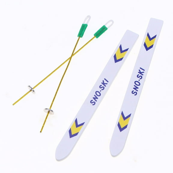 AURARMLET 5-Piece Miniature Ski Set with Poles - Dollhouse Winter Accessories for Christmas Decor, Holiday Displays, and Outdoor Sports Props