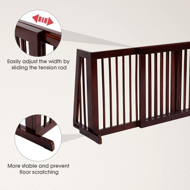 Expandable Wood Dog Gate 28 80 Adjustable Freestanding Pet