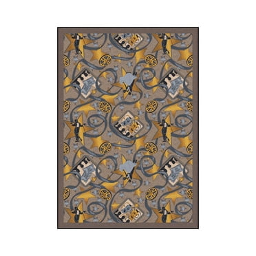 Joy Carpets 1484B-03 Silver Screen Taupe 3 ft.10 in. x 5 ft.4 in.  WearOn Nylon Machine Tufted- Cut Pile Gaming and Entertainment Rug
