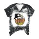thumbnail image 3 of Camiseta con cuello en V para mujer Camiseta con estampado de Halloween Camiseta de manga corta Tops Pompotops  hkajfhjk473063, 3 of 6