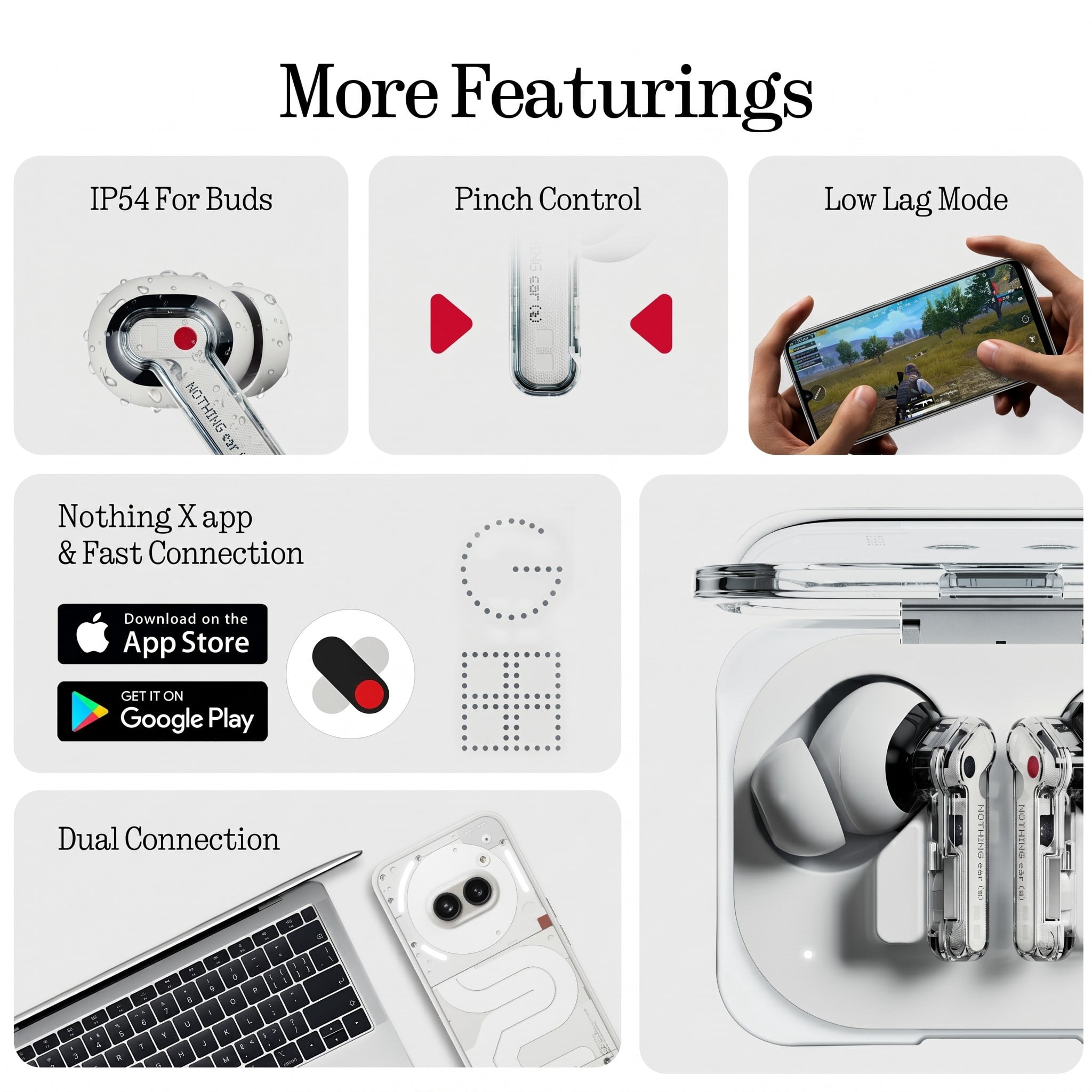 Nothing Ear (a) Wireless Earbuds, 45dB Hybrid Noise Cancelling Earbuds, Hi-Res Audio, Advanced Equaliser, Dual Connect, 6 Mics, 42.5H Playtime Ear Buds Wireless Bluetooth, White