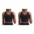 thumbnail image 1 of Minnieouse Camisola de yoga para mujer Vestido de fitness femenino Estilo simple Chalecos para niñas Sujetador sin mangas Chaleco Top Camisas Negro METRO 2piezas, 1 of 6