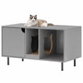 thumbnail image 2 of SUGIFT 40 Inch Cat Litter Box Enclosure Pet Playpen for 2 Cats, Hidden Washroom Cabinet Pet Enclosure with Scratching Board, Gray, 2 of 10