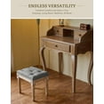 thumbnail image 4 of ZXNYH French Vintage Foot Stool with Rustic Wood Legs and Padded Seat, 18.5" High Memory Foam Upholstered Vanity Stool and Entryway Bench, Tufted Fabric Ottoman Stool for Bedroom Living Room, Gray, 4 of 8