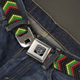 thumbnail image 2 of Buckle-Down Belt, Seatbelt Buckle Belt, Chevron Weave Black Rasta, 30 to 44 Inches, 2 of 9