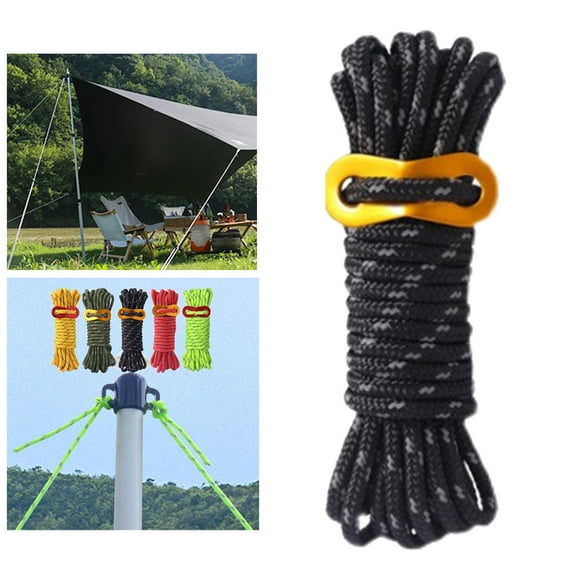 Cuerda de tienda shamjiam Guy Lines 5 mm 13 Pies negro