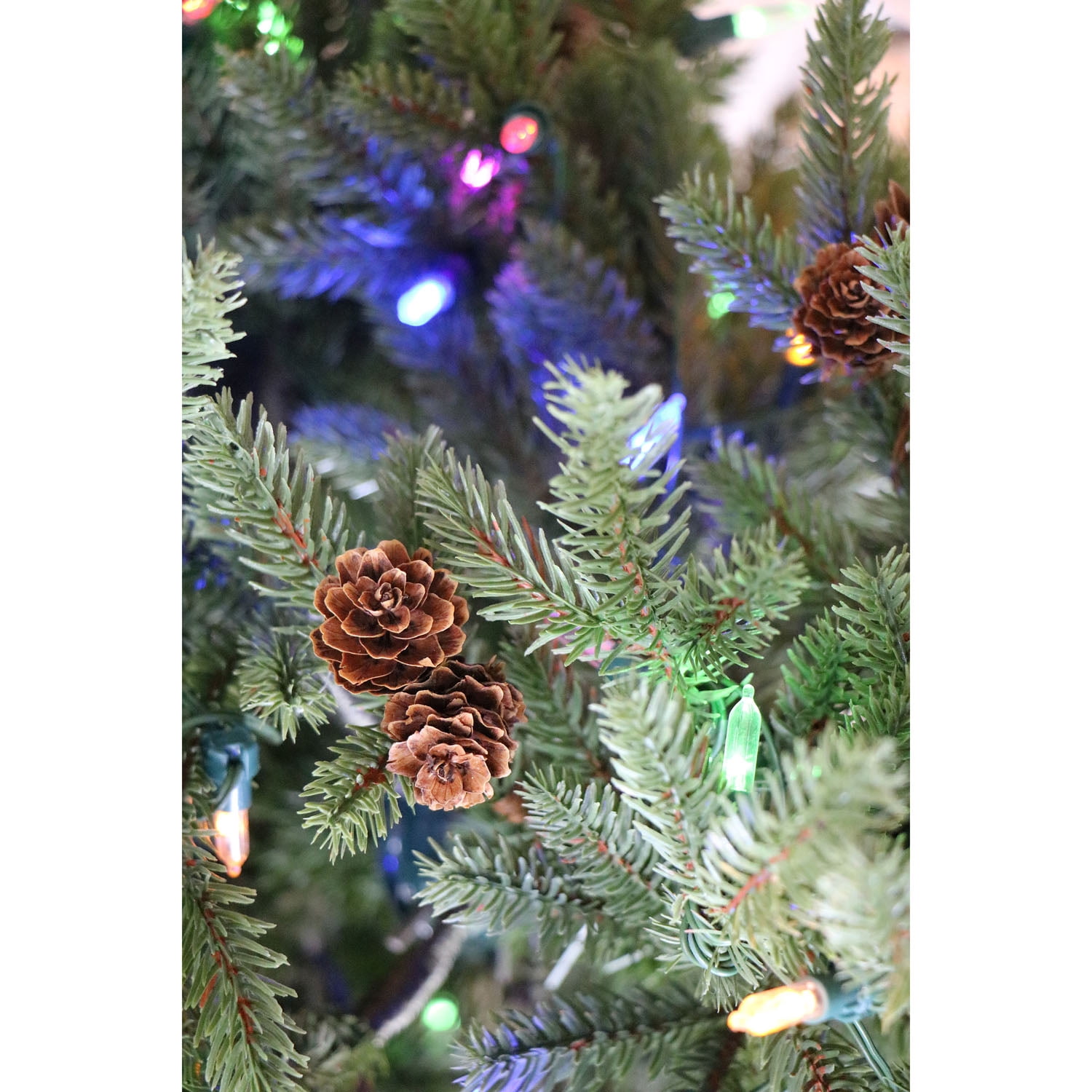 Fraser Hill Farm Set of Two 4-Ft. Noble Fir Artificial Trees with Metallic Urn Bases and Multi-Colored LED String Lights, FFNF056-6GRB/SET2