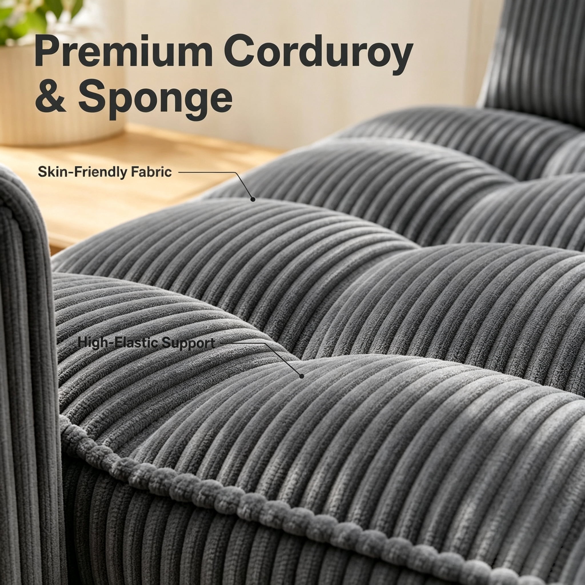Scolyk 54" 3 in 1 Convertible Sleeper Sofa Bed, Corduroy Loveseat Couch Bed Sofa Pull Out with 5-Position Adjustable Backrest, Storage Pockets, Lumbar Pillows for Living Room, Dark Gray